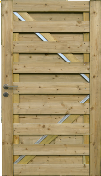 Houten deur te combineren met het houten tuinscherm Napels