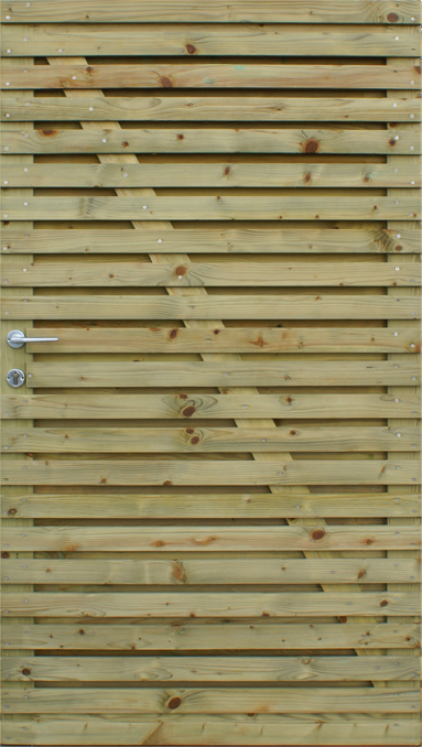Houten deur te combineren met houten tuinschermen Strada